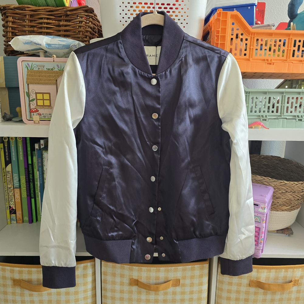 Frame Denim Black and White Varsity Jacket